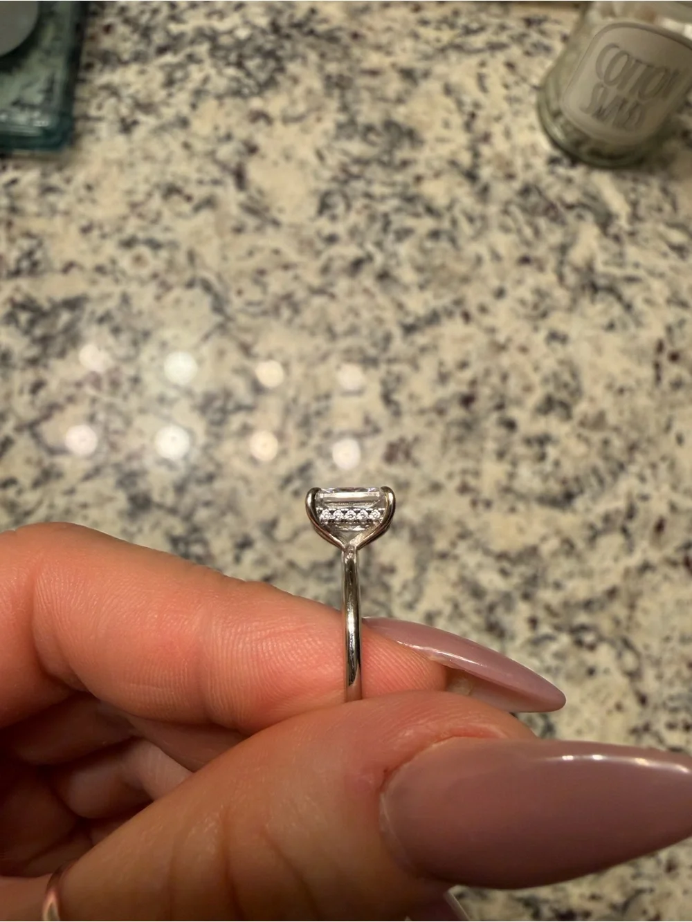 Solitaire Cushion-Cut Clear Stone Ring in Silver “Vacation ring” 2ct